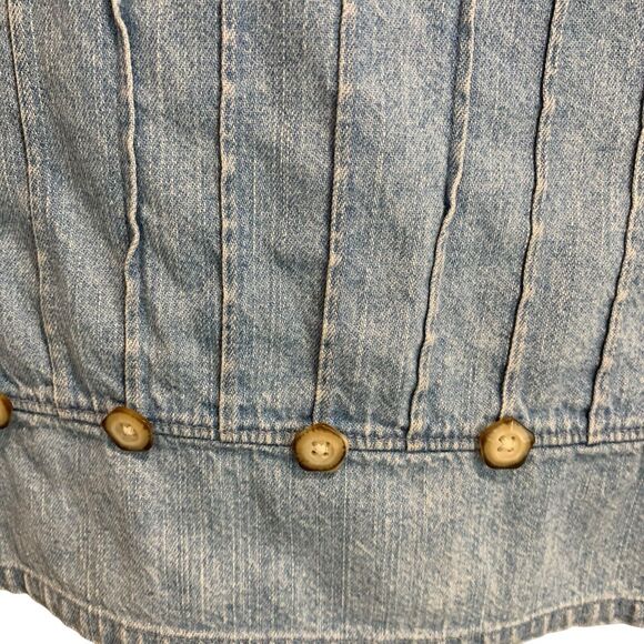 Christopher & Banks Womens Denim Pleated Button Detail Western Shirt S Festival - Picture 2 of 6